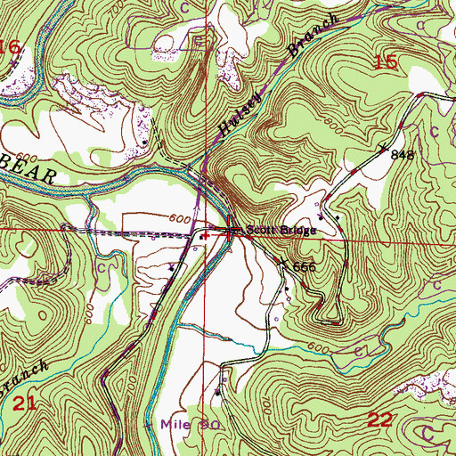 Topographic Map of Scott Bridge, AL