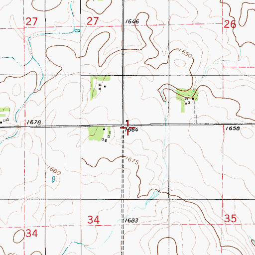 Topographic Map of Rhoda Township Hall, SD