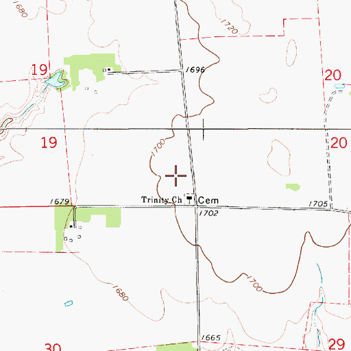 Topographic Map of Trinity Lutheran School, SD