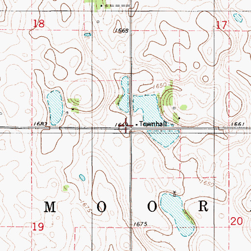 Topographic Map of Moore Township Hall, SD