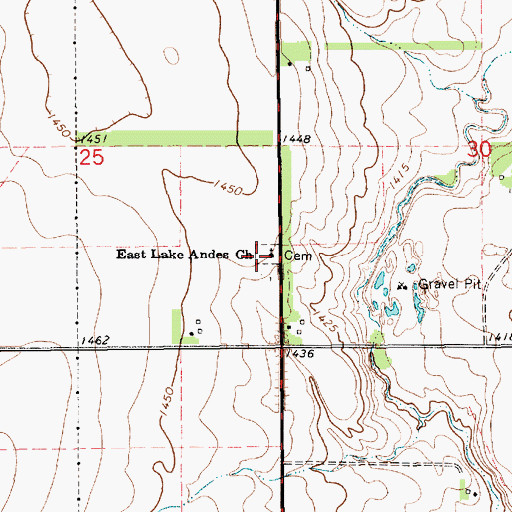 Topographic Map of East Lake Andes Lutheran Cemetery, SD