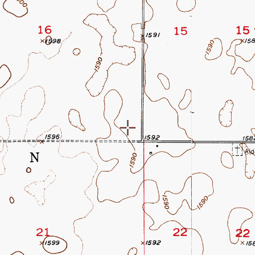 Topographic Map of Alden Central School, SD