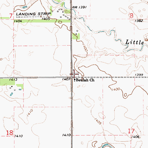 Topographic Map of Beulah Cemetery, SD
