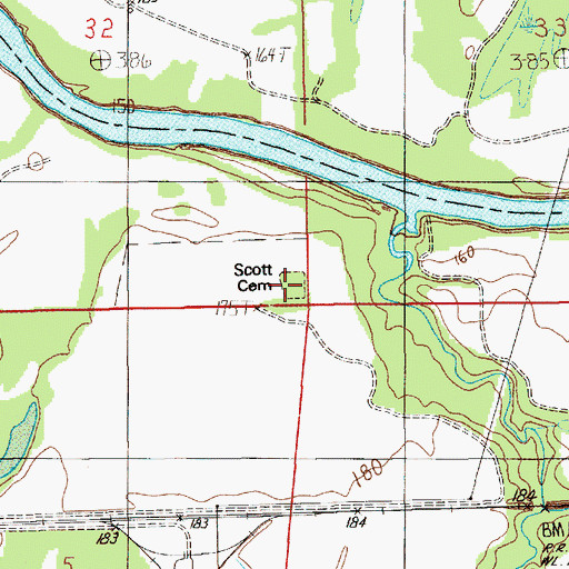 Topographic Map of Scott Cemetery, AL