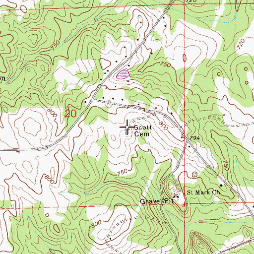 Topographic Map of Scott Cemetery, AL