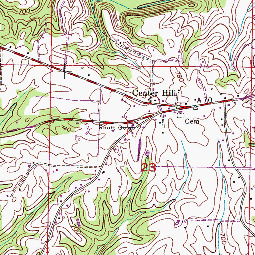 Topographic Map of Scott Cemetery, AL