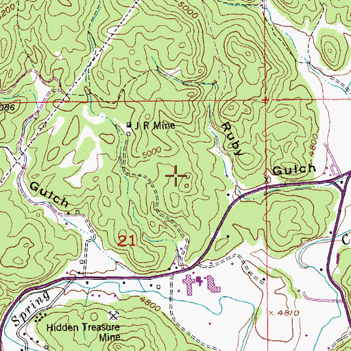 Topographic Map of J R Extension Mine, SD