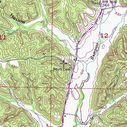 Topographic Map of Scott Cemetery, AL