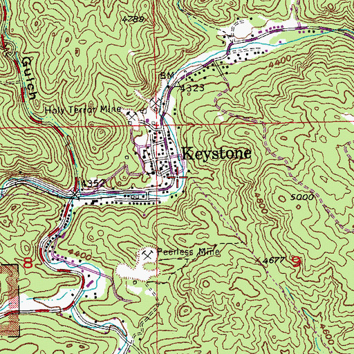 Topographic Map of Gold Hill Lode Mine, SD