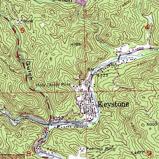 Topographic Map of Keystone Mine, SD