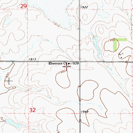 Topographic Map of Ebenezer Baptist Cemetery, SD