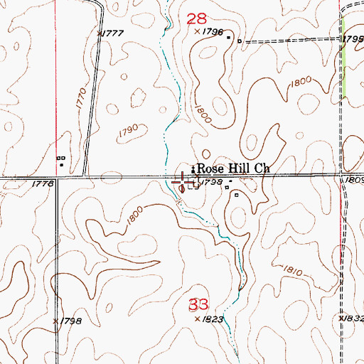 Topographic Map of Rosehill Cemetery, SD
