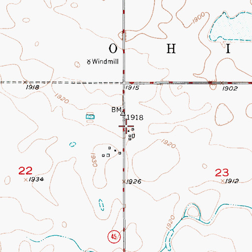 Topographic Map of Ohio School, SD