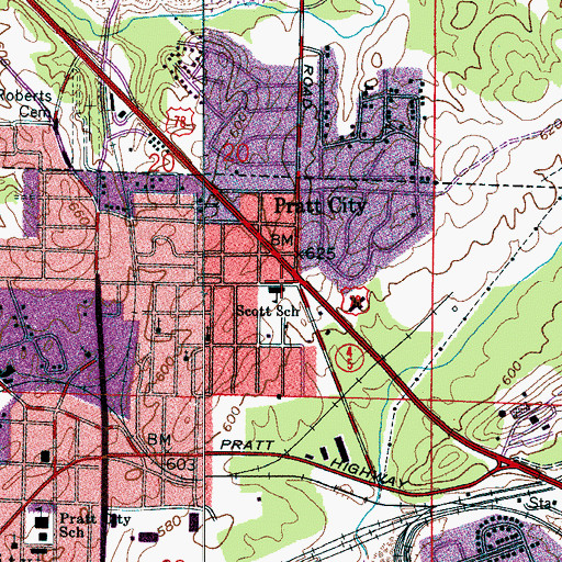 Topographic Map of Scott Elementary School (historical), AL