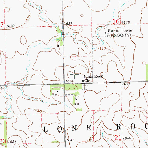 Topographic Map of Lone Rock Church, SD