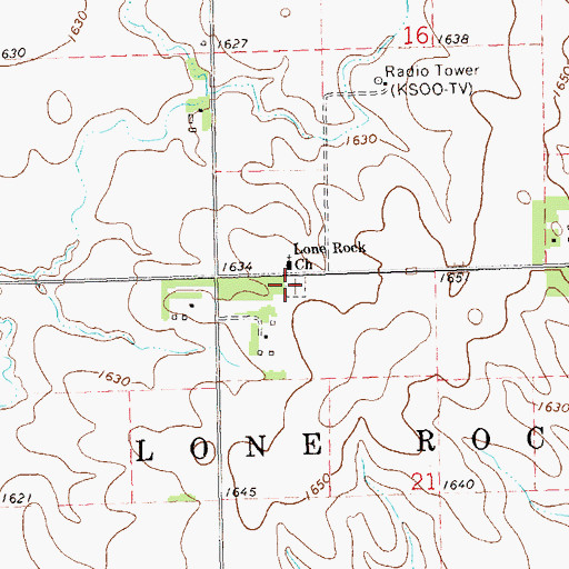 Topographic Map of Lone Rock Cemetery, SD