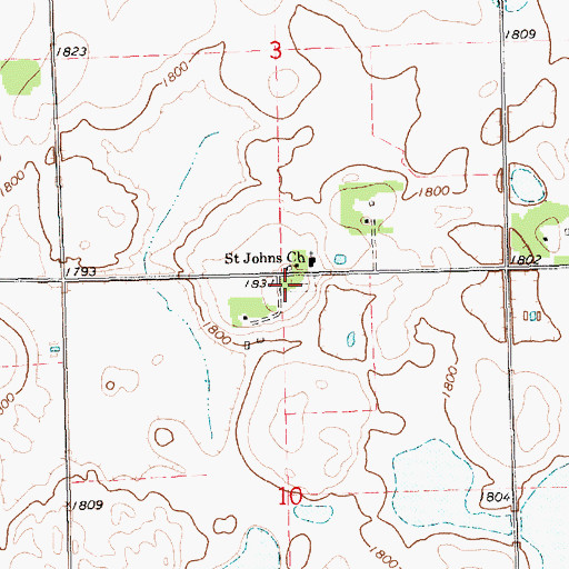 Topographic Map of Saint John's Lutheran Cemetery, SD