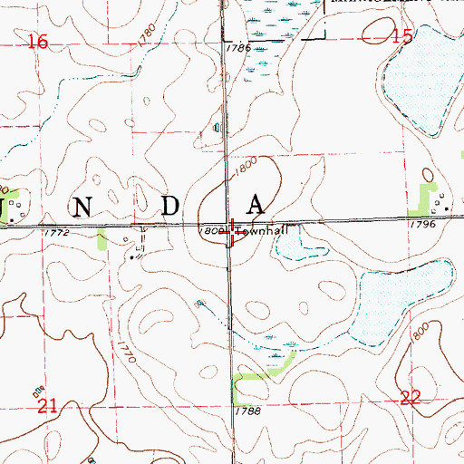 Topographic Map of Nunda Township Hall, SD