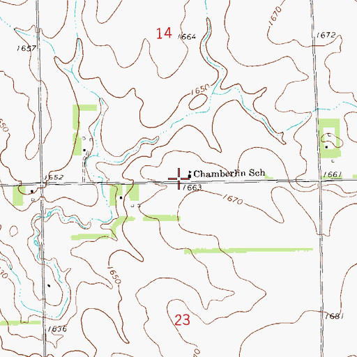Topographic Map of Clare Township Hall, SD
