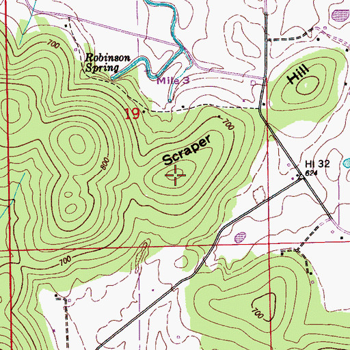 Topographic Map of Scraper Hill, AL