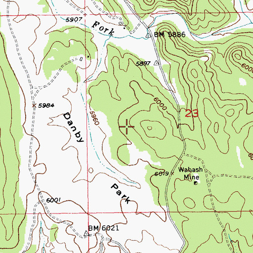 Topographic Map of Lucky Bird Lode Mine, SD