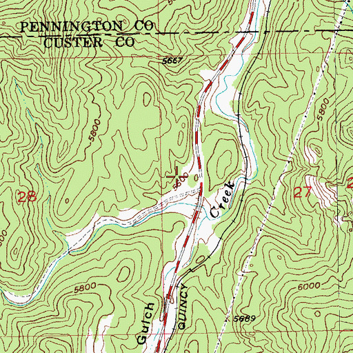 Topographic Map of Cheyenne Lode Mine, SD