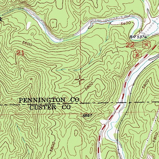 Topographic Map of Deacon Wright Lode Mine, SD