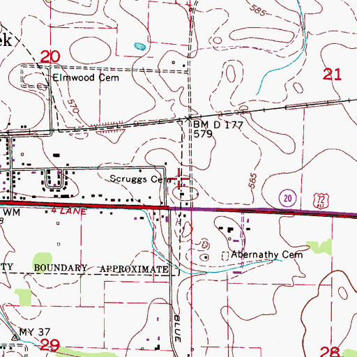 Topographic Map of Scruggs Cemetery, AL