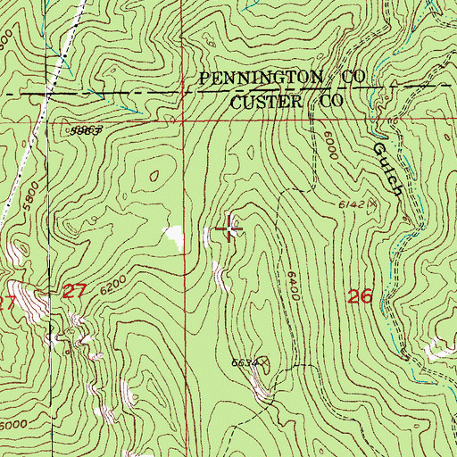 Topographic Map of Gira and Ainsleys Dike Mine, SD
