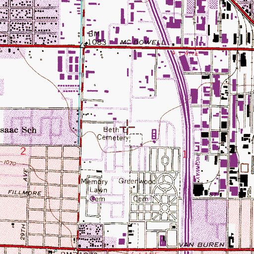 Topographic Map of Beth El Cemetery, AZ