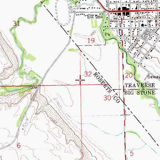 Topographic Map of Ancient River Warren Channel, SD