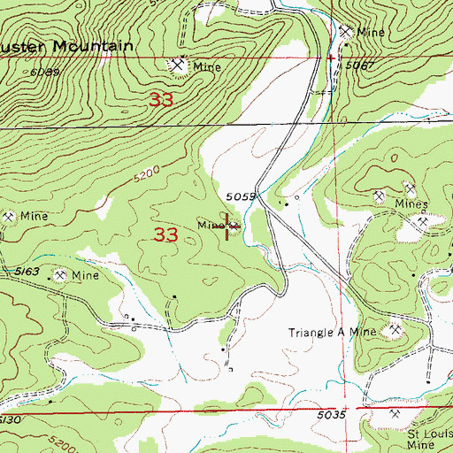 Topographic Map of Star and Blue Bonnet Claims Mine, SD