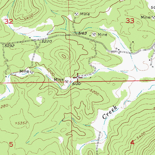 Topographic Map of Mitchell Number 1 Lode Mine, SD