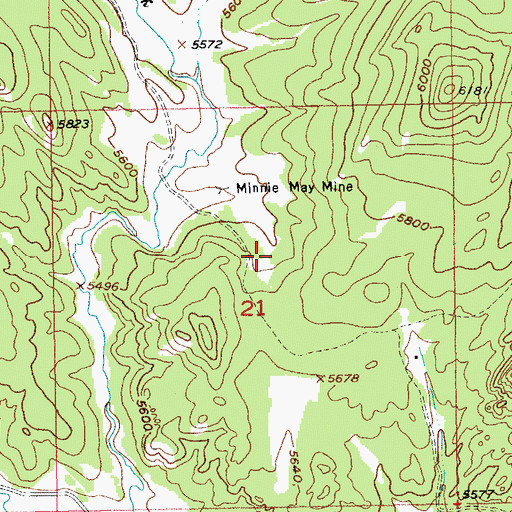 Topographic Map of Friday Lode Mine, SD