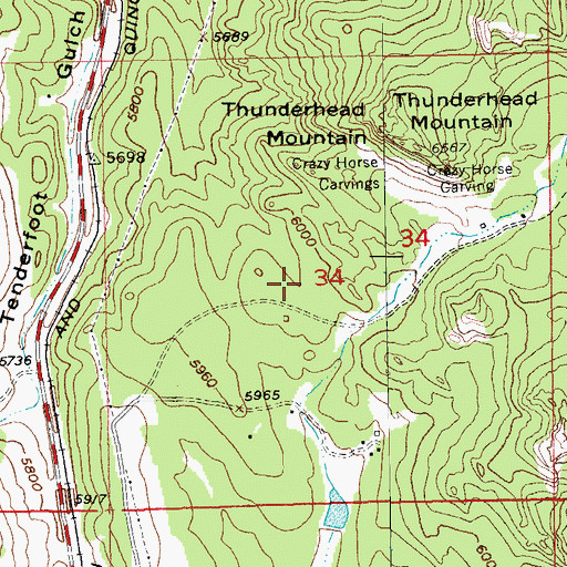 Topographic Map of Saw Lode Mine, SD