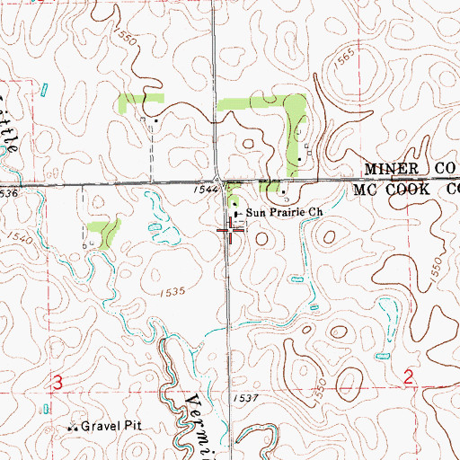 Topographic Map of Sun Prairie Baptist Cemetery, SD