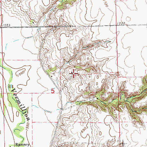 Topographic Map of Ramsey Pioneer Cemetery, SD