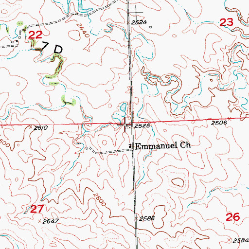 Topographic Map of Emmanuel Lutheran Cemetery, SD