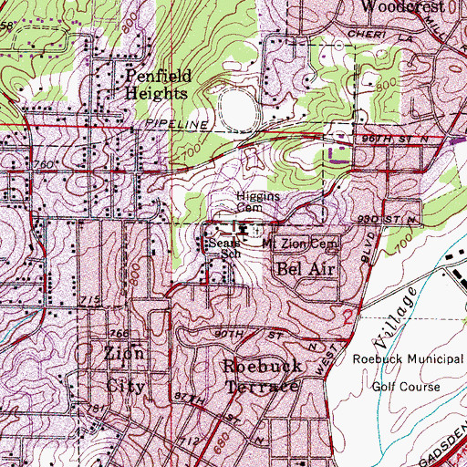 Topographic Map of Sears Elementary School, AL