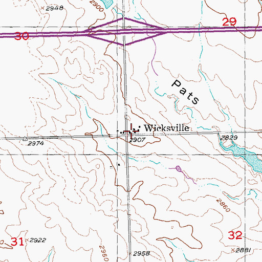Topographic Map of Wicksville Community School, SD