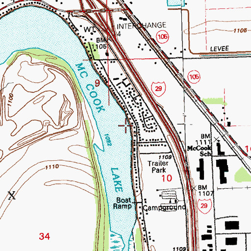 Topographic Map of McCook Lake, SD