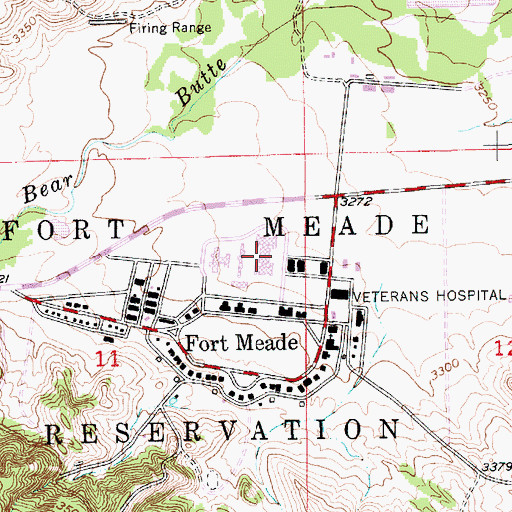 Topographic Map of Veterans Affairs Black Hills Health Care System Fort Meade Campus, SD