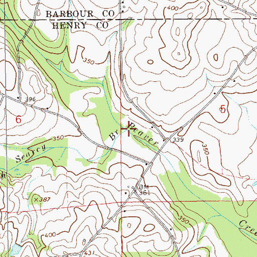 Topographic Map of Searcy Branch, AL