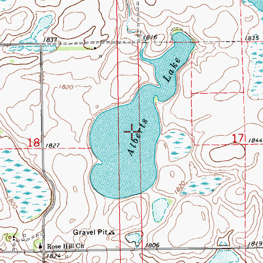 Topographic Map of Alberts Lake, SD