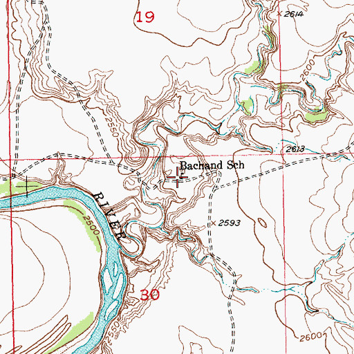 Topographic Map of Bachand School, SD