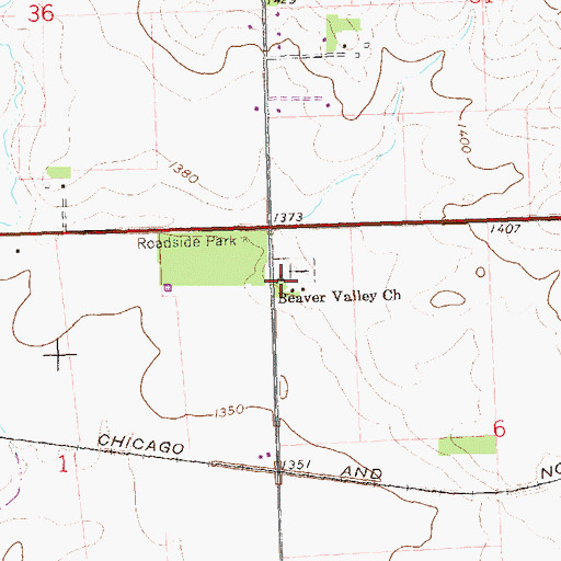 Topographic Map of Beaver Valley Church, SD
