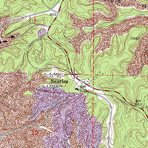 Topographic Map of Searles, AL