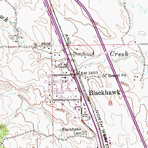 Topographic Map of Blackhawk, SD