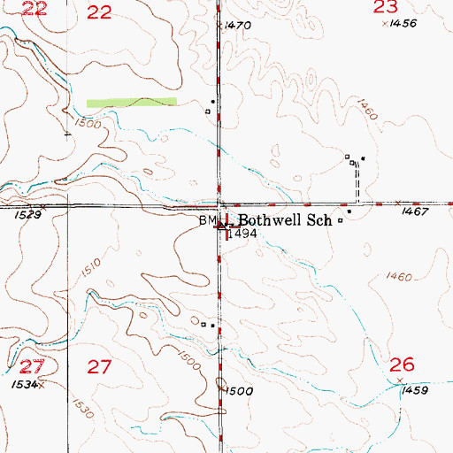 Topographic Map of Bothwell School, SD