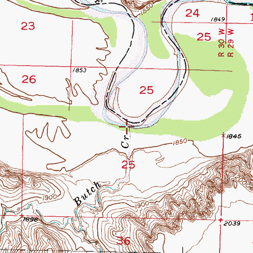 Topographic Map of Butch Creek, SD